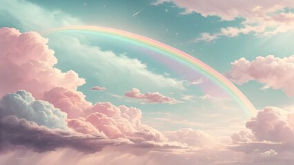 rainbow and clouds with sky colorful background jpg