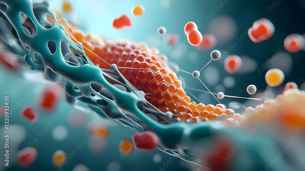 Poster captivating microscopic botanical compositions of luminescent nanotech delicate plant based nanocrys