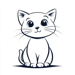 Obraz premium Cute cartoon cat illustration with big eyes and a friendly expression. isolated on white background.
