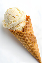 Waffle Cone with Ice Cream Scoop &ndash; Isolated on White for Commercial Use