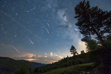Awe-Inspiring Ambiance of Perseid Meteor Shower &ndash; Abundant Shooting Stars and Celestial Display