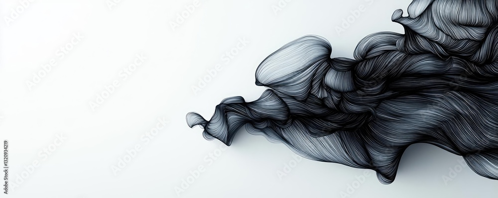 Aufkleber Ink illustration abstract background concept. Elegant abstract swirl in monochrome, creating a sense of fluid motion and depth.