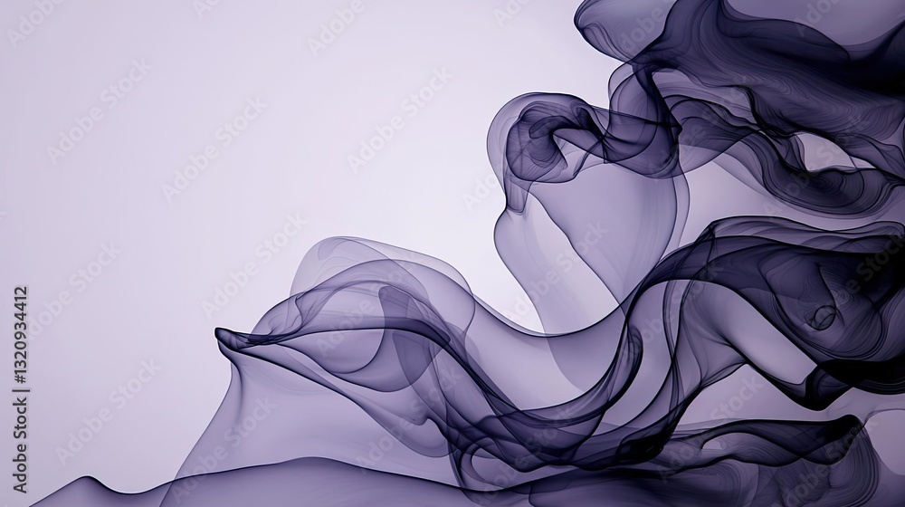 Poster ink illustration abstract background concept. elegant flowing purple smoke creates a mesmerizing abs