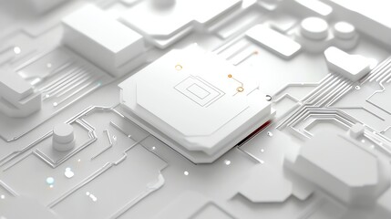 Close-up of White Circuit Board with Processor for Technology Concept