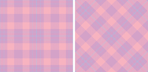 Vivid Light Lavendar Seamless Tartan with Neon Lightblue accents Fabric Design