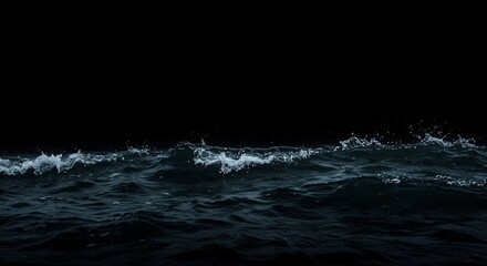 Naklejka premium Dark moody ocean waves gently crash under a starless night sky. AI Generated