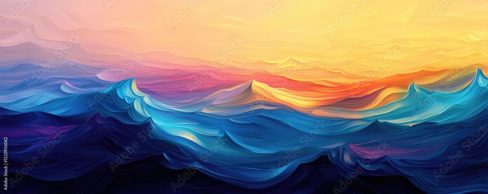 Poster seascape abstract background idea. vibrant ocean waves at sunset creating a serene and colorful seas