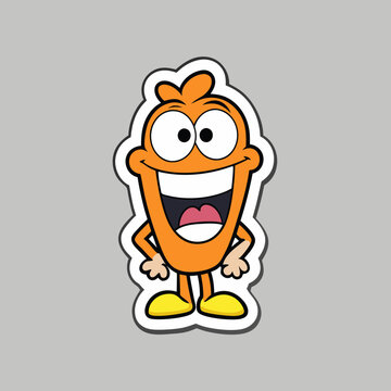 Funny cartoon sticker, Cartoon character Vector, Color vector illustration, Cheerful cartoon, perfect for kids' designs.