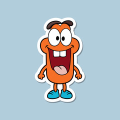 Fototapeta premium Funny cartoon sticker, Cartoon character Vector, Color vector illustration, Cheerful cartoon, perfect for kids' designs.