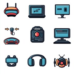 PNG AI technology icon set