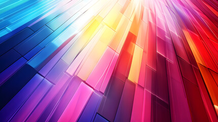 Obraz premium Colorful abstract visualization of solar panels with rays of sunlight, representing modern energy and renewable resources.