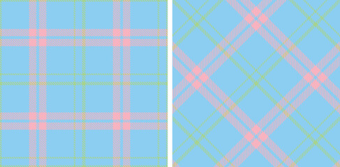 Spring Cool Lightblue & Metallic Mint Green Seamless Tartan Fabric Design