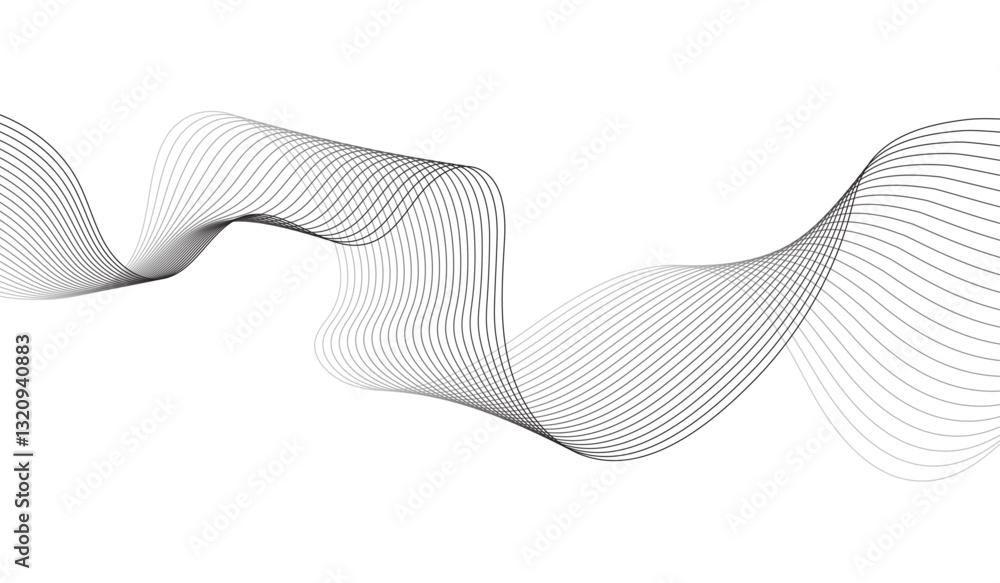 Poster abstract wavy curve lines background. abstract frequency sound wave lines and technology curve lines