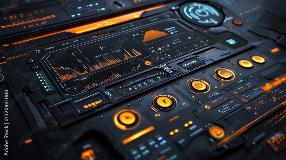 Poster futuristic tech interface: high-tech control panel design
