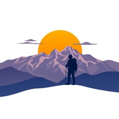 silhouette of a man on the top of mountain