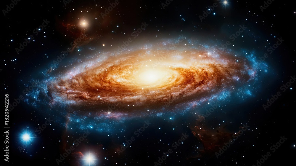 Poster vibrant color art abstract background concept. stunning view of a swirling galaxy with vibrant color