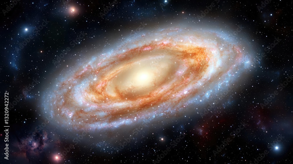 Poster vibrant color art abstract background concept. a stunning view of a spiral galaxy showcased in the v
