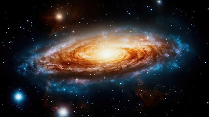 Fototapeta premium Vibrant color art abstract background concept. Stunning view of a swirling galaxy with vibrant colors and distant stars.