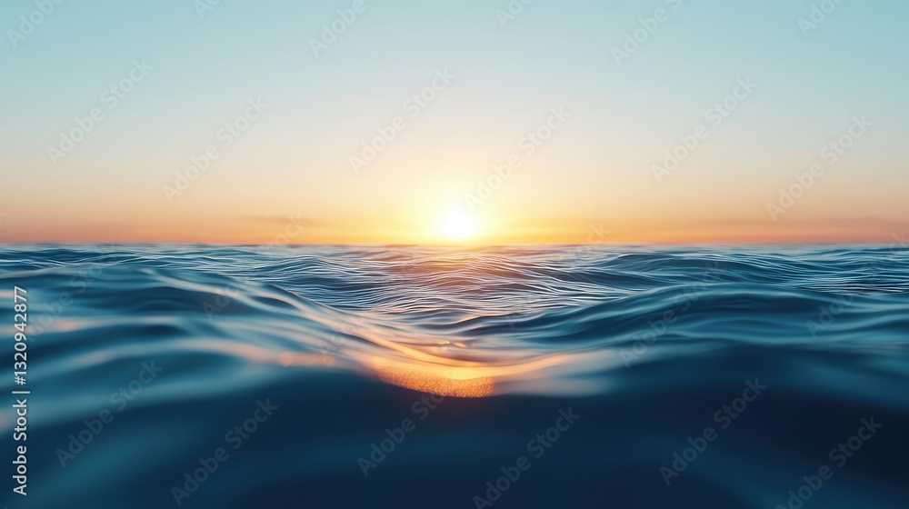 Poster waterscape abstract background idea. breathtaking sunset over calm ocean waters, reflecting beautifu
