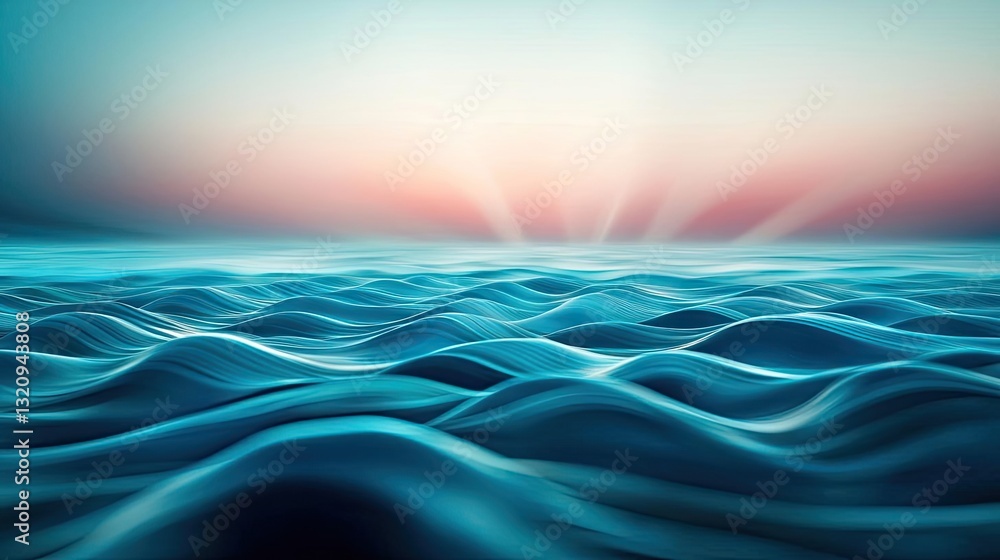 Aufkleber seascape abstract background idea. a serene view of ocean waves under a soft sunrise, evoking peace 