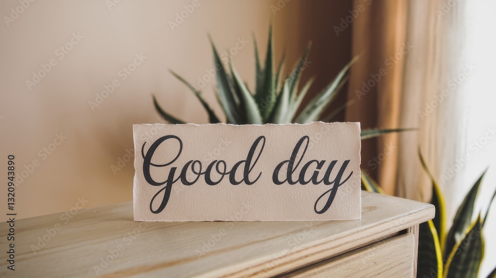 Poster a simple 'good day' message on rustic paper