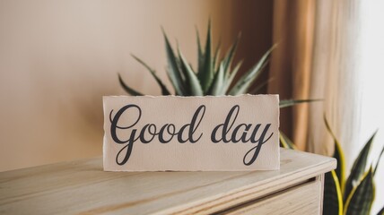 A Simple 'Good Day' Message on Rustic Paper