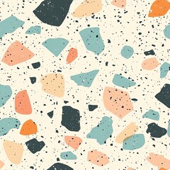 Seamless Minimalist 3D Patterns Colorful abstract terrazzo background design.