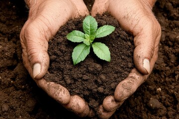 Holding Soil With a New Sapling as a Symbol of Growth and Environmental Care