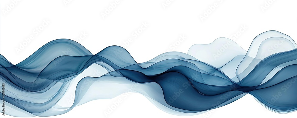 Aufkleber ink illustration abstract background concept. elegant abstract blue waves creating a soothing and dy