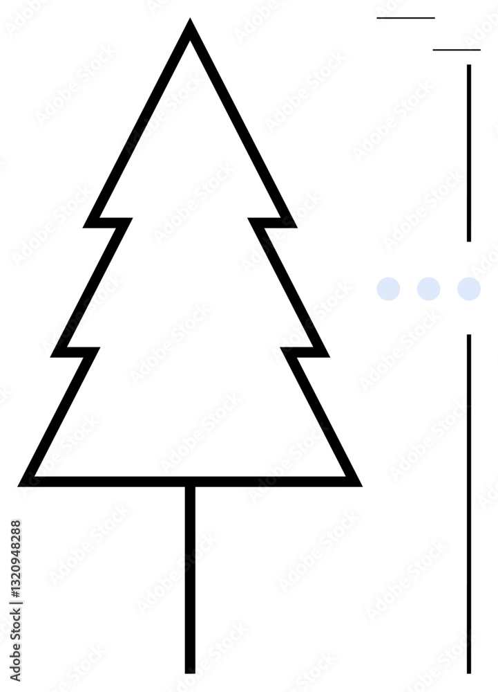 Aufkleber outline of a triangular pine tree paired with vertical lines and small dots. ideal for nature, minim