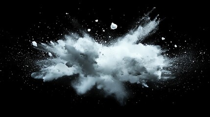 Powder Explosion Isolated on Black Background Revealing Motion and Fine Particles