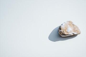Smooth stone rests on minimalistic surface, casting delicate sha