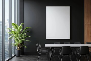 Modern, minimalist meeting room with city view