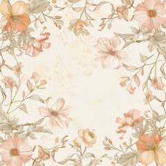 The pattern features a border of delicate floral illustrations on either side of the design, leaving the center blank for possible text or imagery.