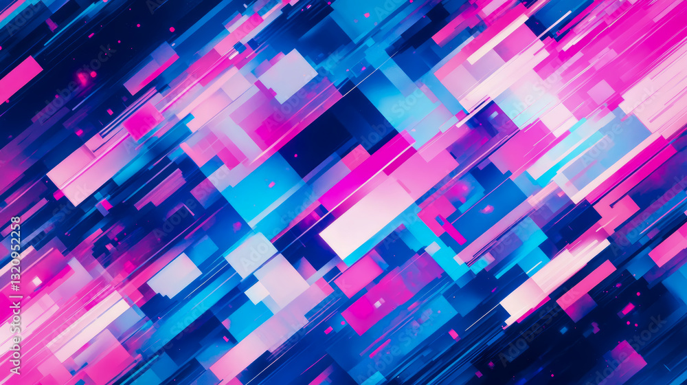 Poster neon gridscape: a dynamic futuristic data stream