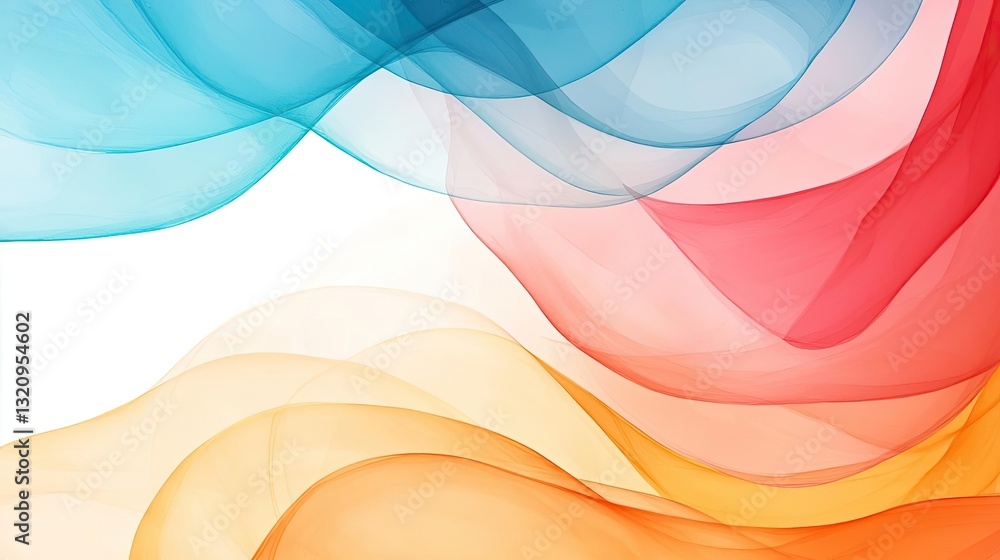 Poster Pastel color illustration abstract background idea. Colorful abstract wave design with smooth flowing shapes and gradients on a light background.