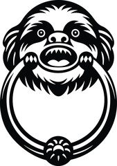 Creative and stylish Animal head door knocker vector illustration, Animal head door knocker silhouette and line art vector design