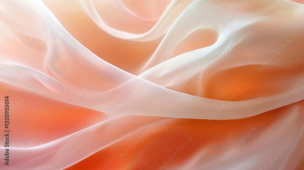 Poster Pastel color illustration abstract background idea. Abstract flow of soft pastel fabric creating a tranquil and serene atmosphere.