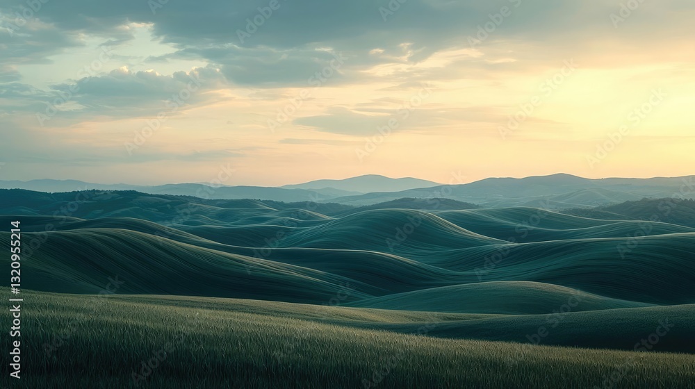 Poster pastel color illustration abstract background idea. breathtaking rolling hills under a serene sky at
