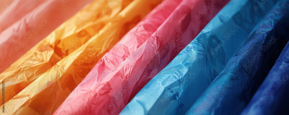 Poster vibrant fabric rolls in various colors display texture and patterns