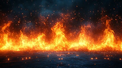 High-definition glowing flames rising with intense warmth against a black background