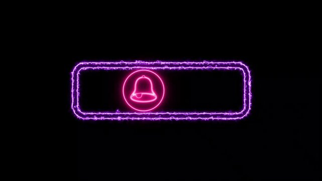 Abstract neon sign with the word subscribe in rectangle from magenta red animation.
