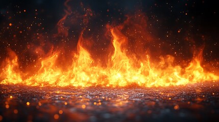High-definition glowing flames rising with intense warmth against a black background