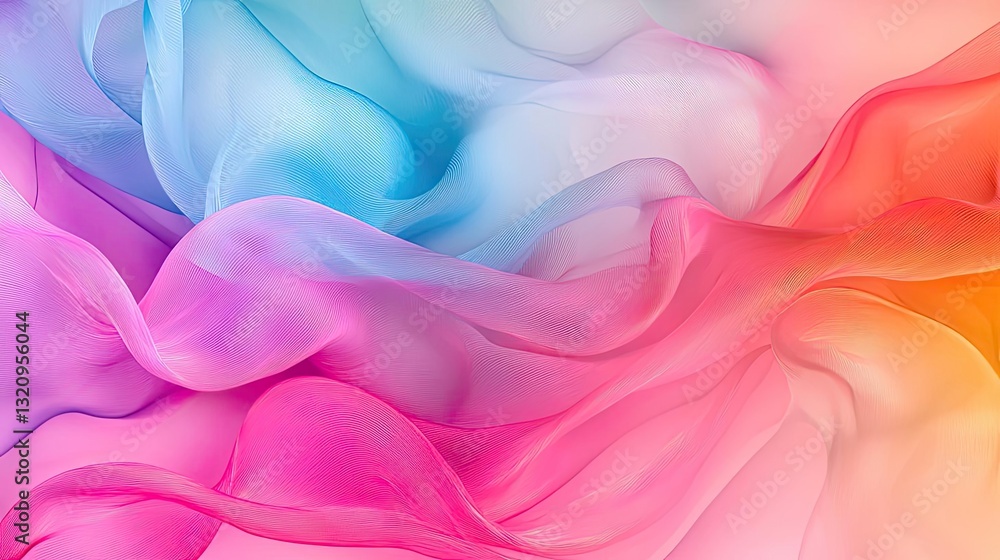 Poster Vibrant color art abstract background concept. Colorful fabric patterns blending seamlessly in a pleasing abstract design.