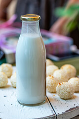 bottle milk and cookies