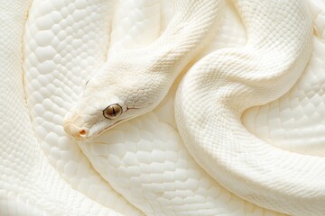 Fototapeta premium Close-up of Albino Python Skin Showcasing Soft Beige Tones and Intricate Patterns Under Natural Light