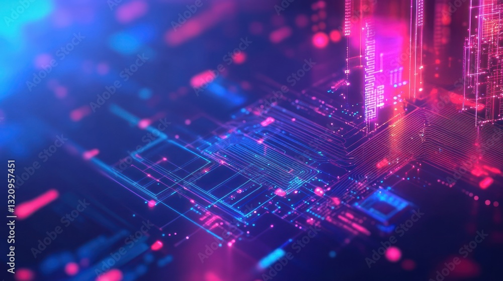 Poster abstract digital technology background with vibrant colors and patterns