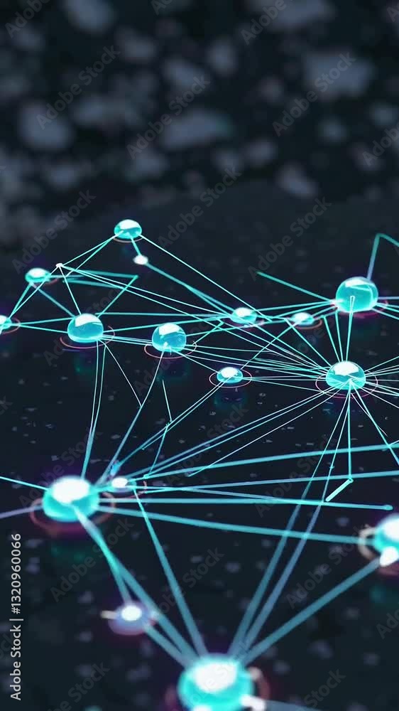 Poster dynamic neon network connections evolving in a futuristic digital space