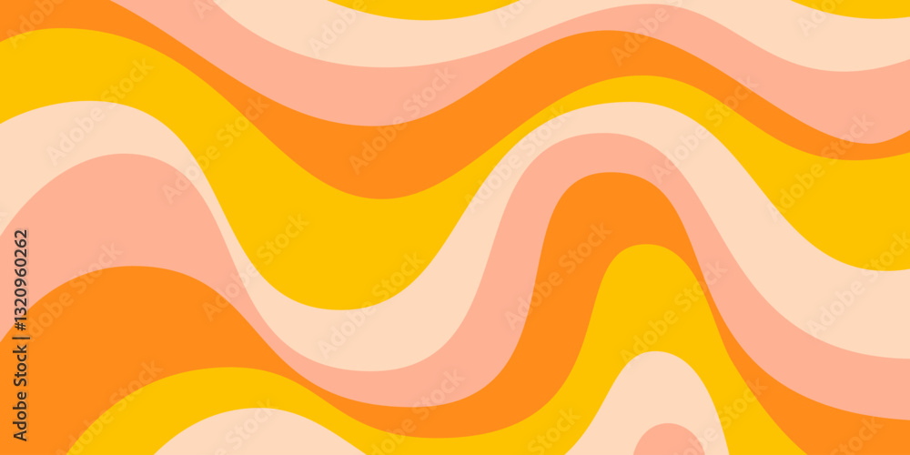 Aufkleber Cool Abstract Psychedelic Groovy Pattern Art. Y2k Trippy Texture Vector Design. Wavy Background.