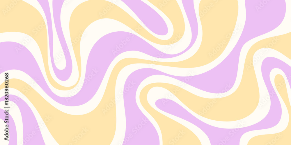 Aufkleber Cool Abstract Psychedelic Groovy Pattern Art. Y2k Trippy Texture Vector Design. Wavy Background.